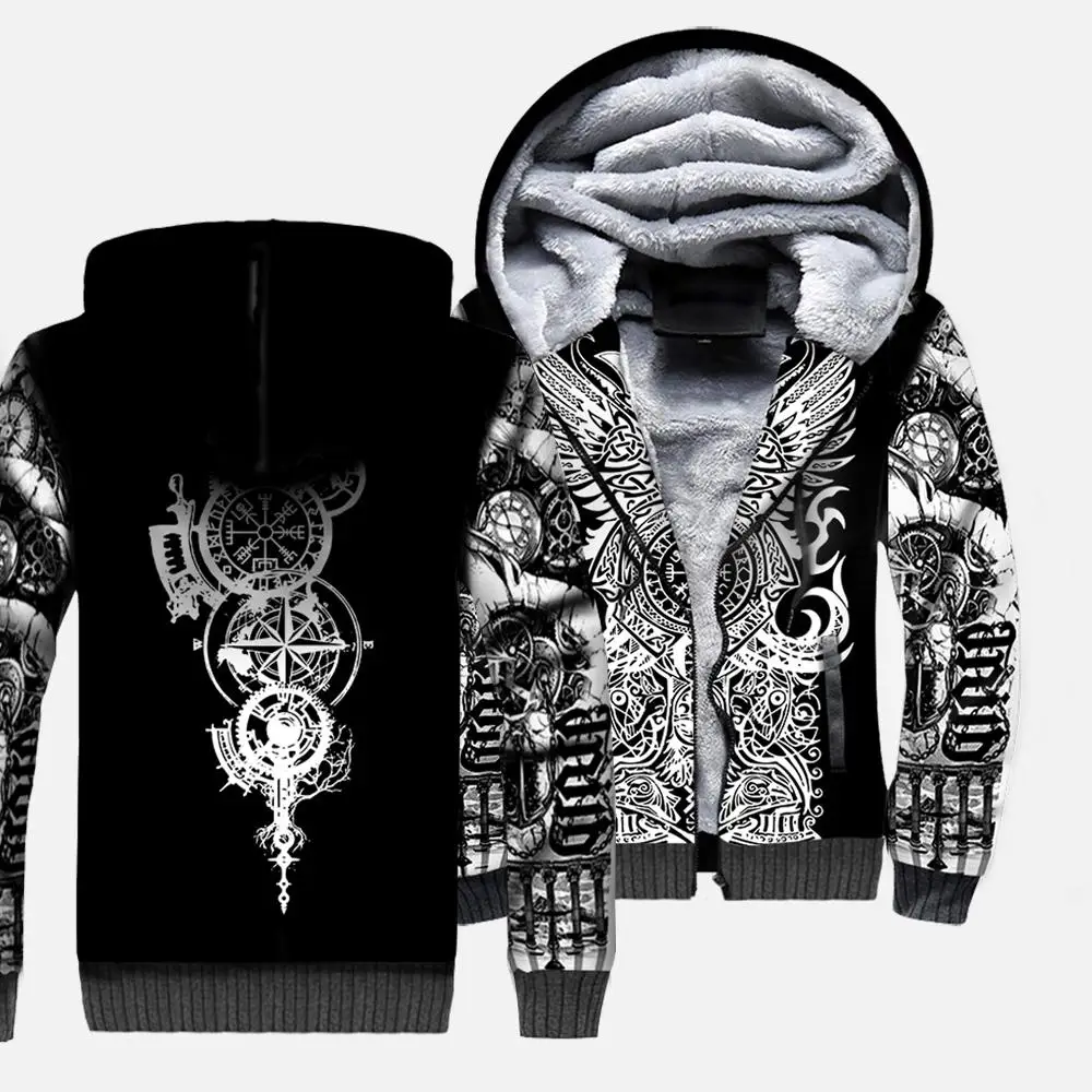 NewFashion Tessffel Tattoo Warriors God Odin Fenrir NewFashion Thicker Winter Tracksuit 3DPrint Harajuku Jacket Fleece Hoodies D