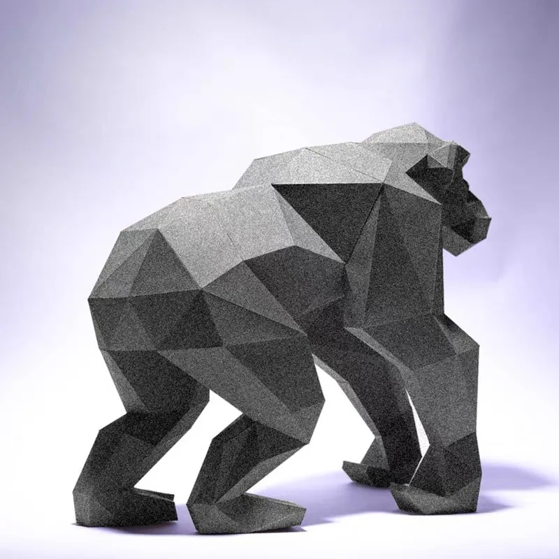 3D PaperCraft DIY Paper Model Gorilla Sculpture Home Decoration Puzzles Animal Models Origami Gifts Adult Toy living room