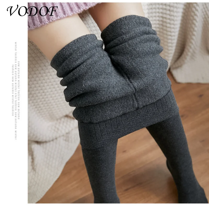 VODOF Ladies Leggings Velvet Warm Pants High Waist Leggings Ladies Solid Color Leggings Comfortable and Warm Stretch Leggings