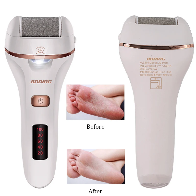 Jinding Electric Exfoliator Pedicure Machine Callus Remover Foot Care Roller Tool Pedicure File for Feet Heel USB Charging