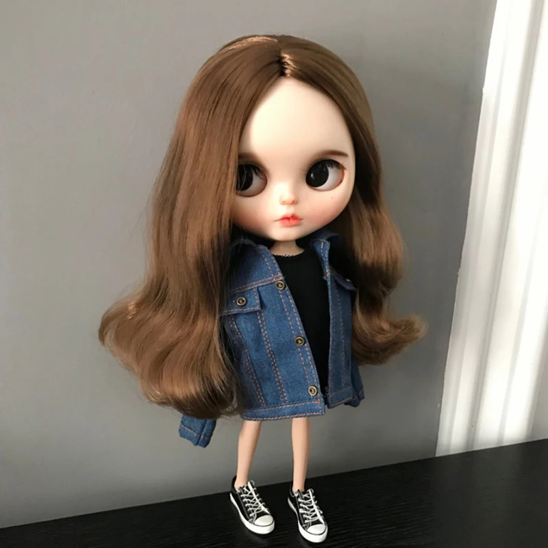 1 Buah Blythe Busana Pakaian Denim dan Jaket Denim untuk Blythe Azone 1/6 Aksesori Boneka