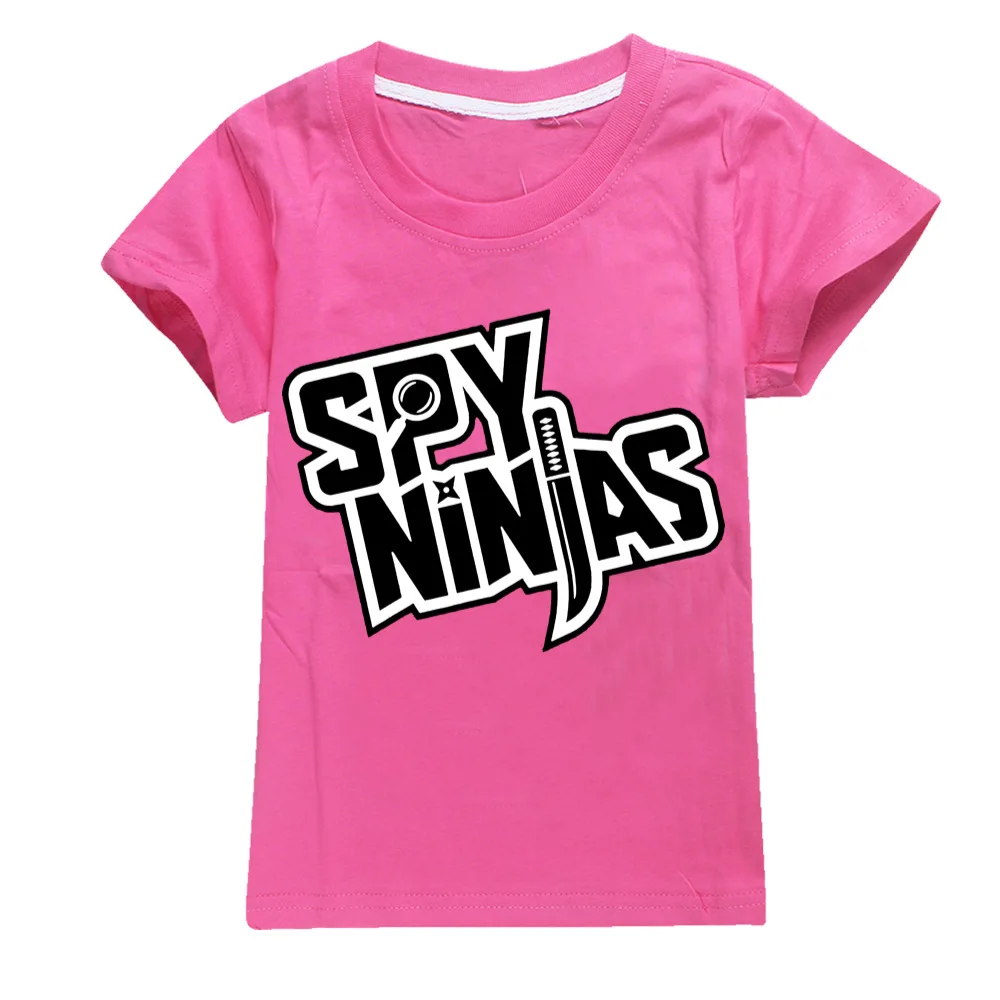 SPY NINJA-camiseta de verão para meninos e meninas, tops infantis com pescoço O, camisetas gráficas dos desenhos animados infantis, camisetas engraçadas de Harajuku, algodão, novo, 2024