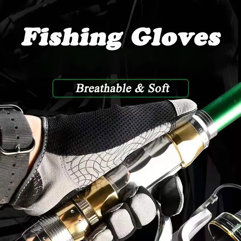 AS Fishing Gloves Anti-Slip Breathable Windproof  Water-resistant Full Finger Leather Durable Cycling Outdoor Equipment Fitness