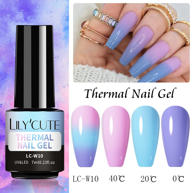 LILYCUTE Thermische Glitter Gel Nagellack schillernden Temperatur Farbwechsel Soak Off UV LED 7ml Gel Nail art Lack decor