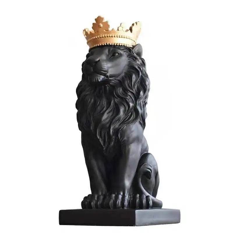 Abstract Resin Lion Sculpture, Crown Lion Statue, Handicraft Decorations, King and Queen, Home Decoration Accessories, Gifts