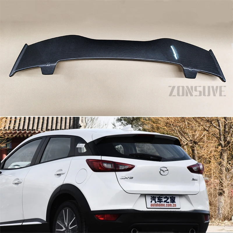 For Mazda CX-3 2014-2018 Spoiler ABS Plastic Hatchback Roof Rear Wing Body Kit Accessories