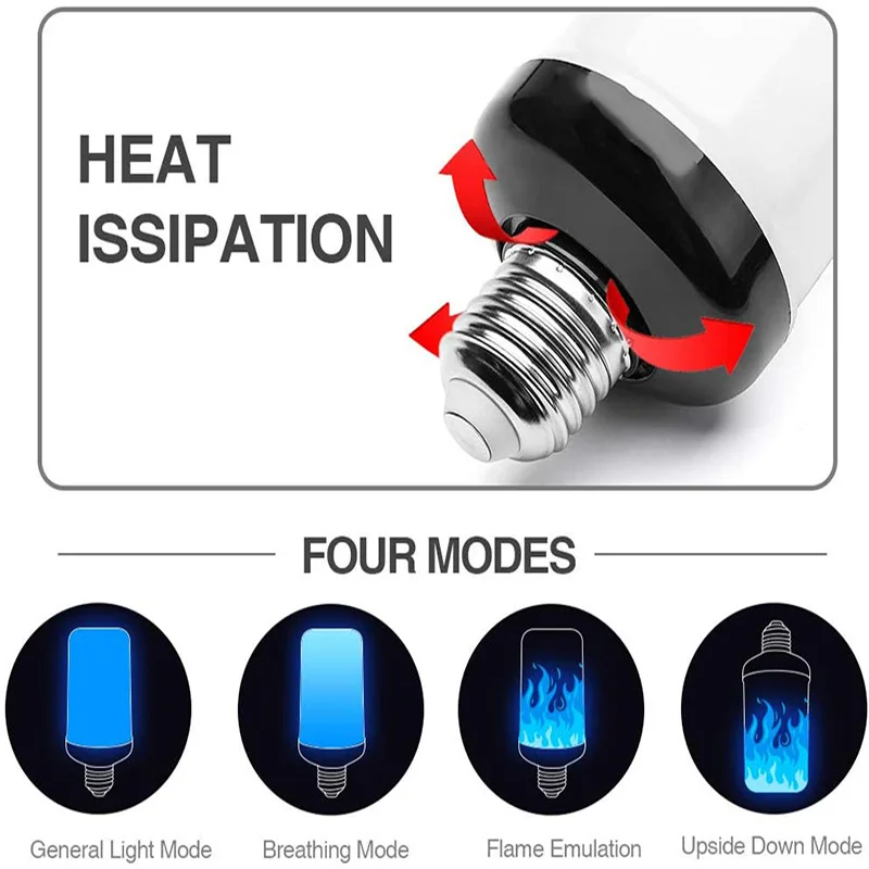 LED E27 Flame Effect Decorative Bulb 4 Modes Dynamic Lamp Creative Corn Light