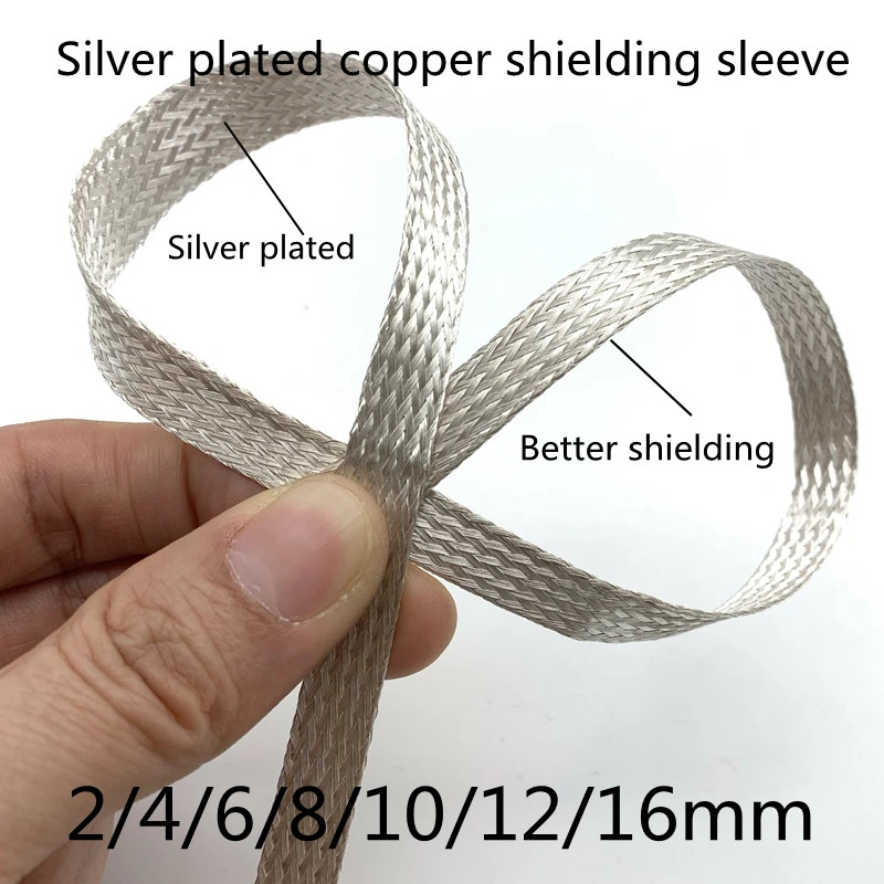 Silver Plated Copper Shielding Sleeving 2 4 6 8 Wave Proof Sleeves Telescopic Braided Net Anti-Interference Wire Electromagnetic