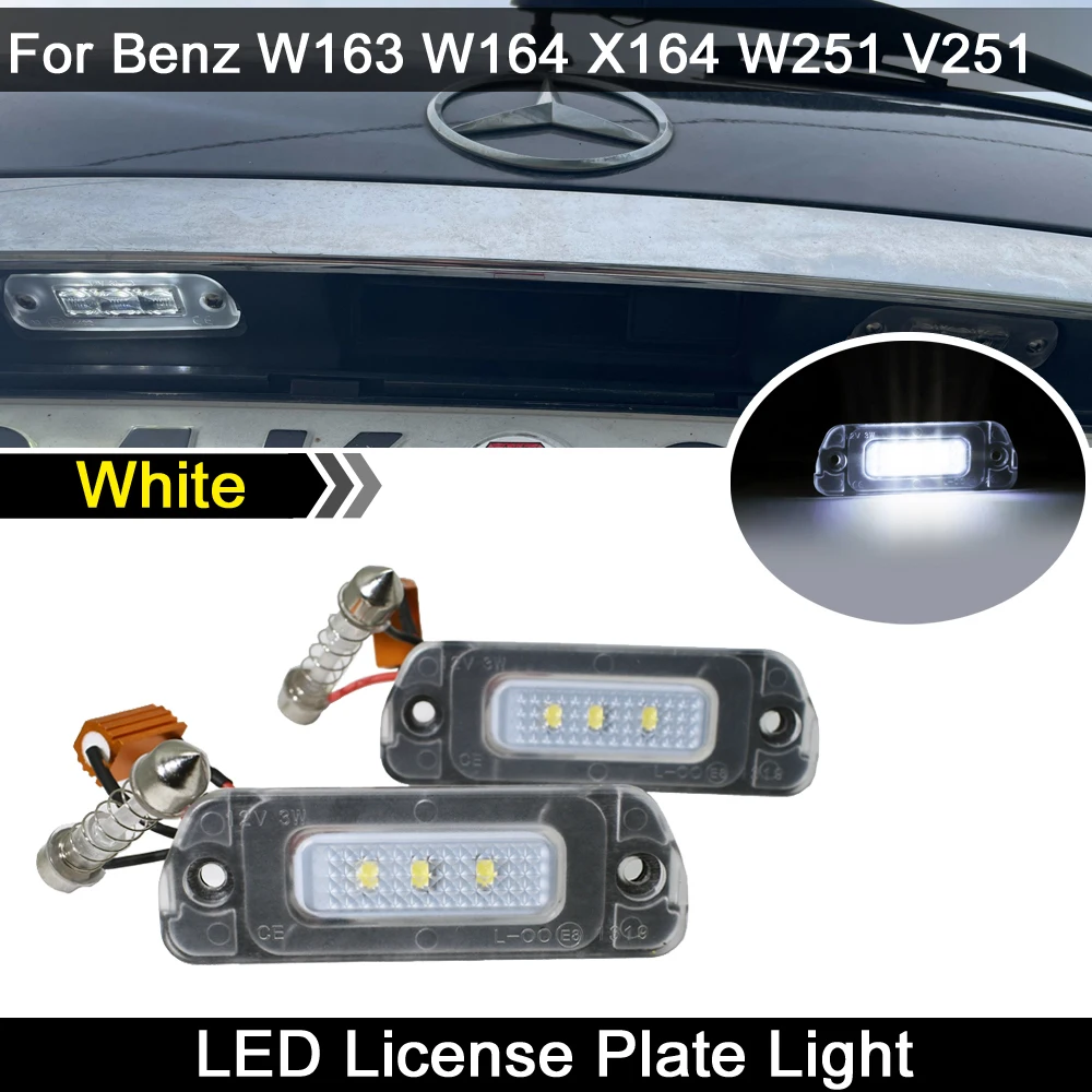 

For Mercedes Benz W163 W164 X164 W251 V251 ML280 320 420 GL350 500 550 AMG White LED License Plate Light Number Plate Lamp