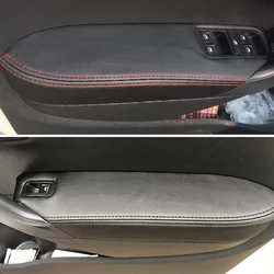 Only Hatchback Leather Door Panel Cover For VW Polo 2011 2012 2013 2014 2015 2016 Interior Door Armrest Panel Cover Sticker Trim