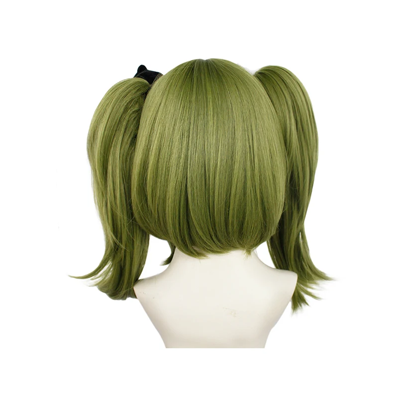 Danganronpa Another Episode:ultra Despair Monaca Towa Wig Cosplay Costume Dangan Ronpa Green Short Clip Ponytails Hair Wigs