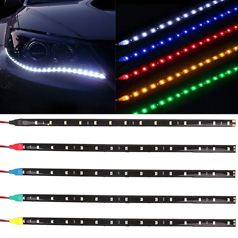 6 PCS LED strip SMD3528 COB Daytime Running Waterproof Flexible 30CM DC12V Super bright Car Light Source Styling decor lamp