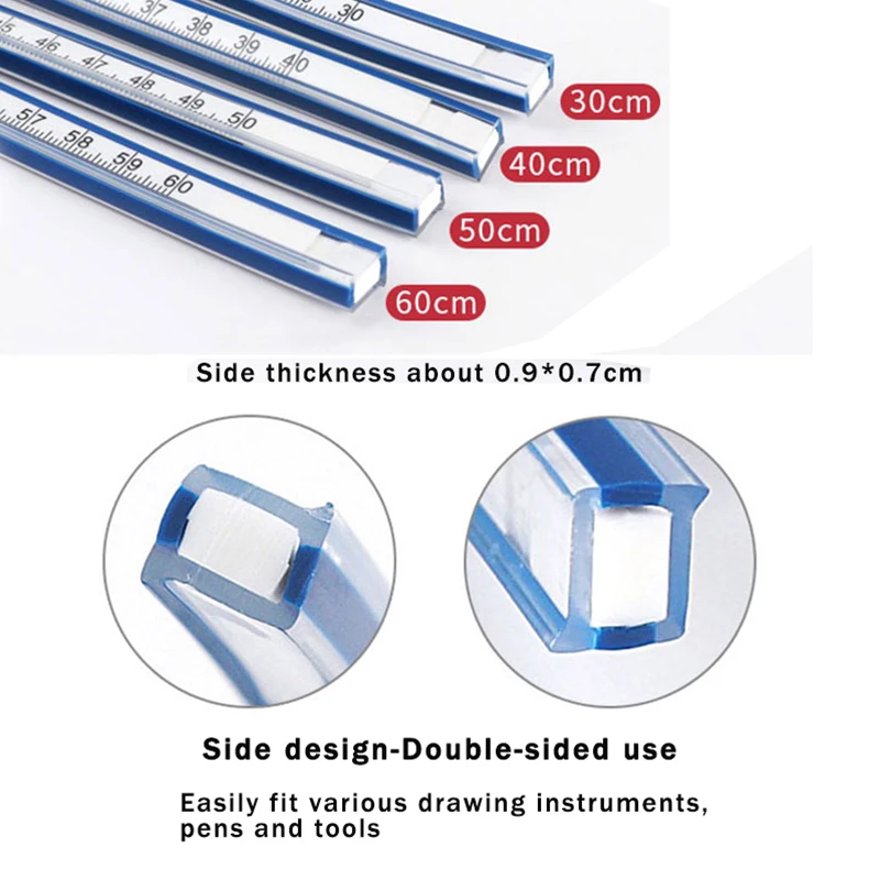 Flexible Curve Ruler PVC Soft Drafting Drawing Tool 30/40/50/60cm Measure Scale For Clothing Plate Making/Architectural Drawing