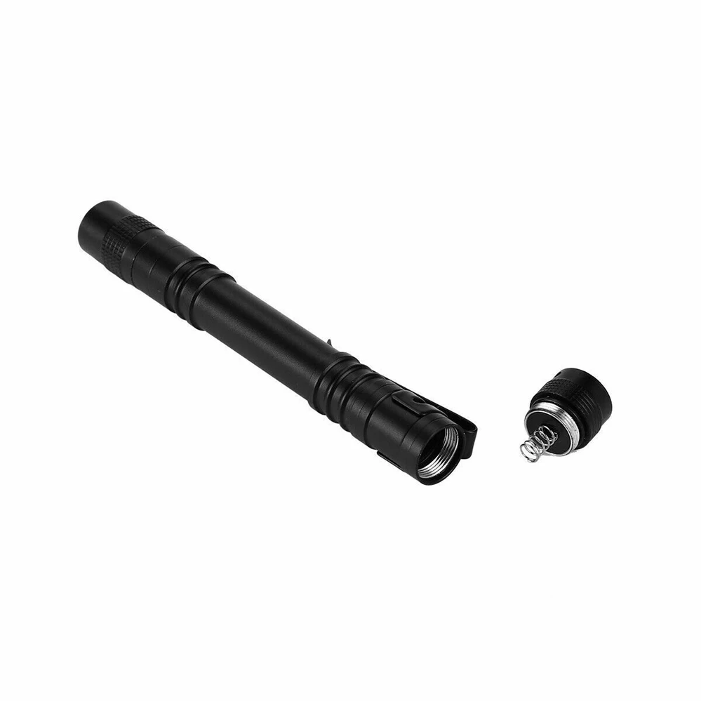 LED Flashlight Portable Penlight Battery Powered Mini Torch Lamp Pocket Clip Lamps Outdoor LED Lights Black 8.8cm 13.2cm