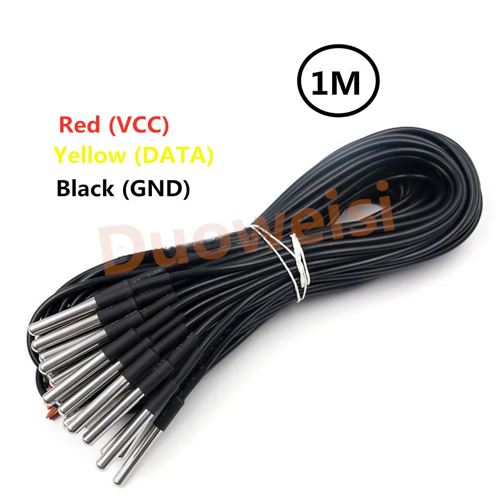 waterproof digital temperature sensor probe 2.5MM connector stainless steel housing line length 1 meter
