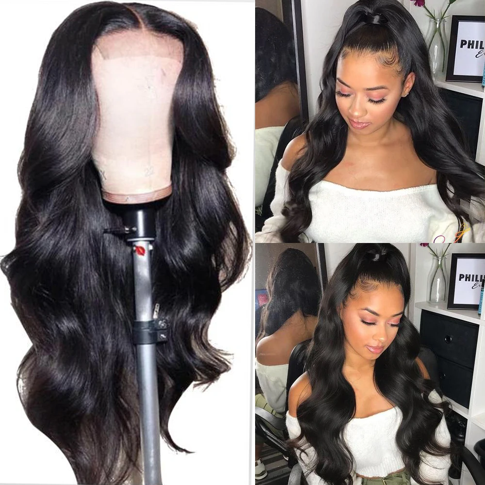 13X4 Wig Renda Depan Wig Rambut Manusia Renda Depan Gelombang Tubuh untuk Wanita Sebelum Dipetik Gelombang Tubuh Peru Rambut Remy Renda Rambut Bayi