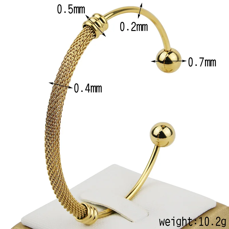 Simple Stainless Steel Twisted Wire Mesh Opening Steel Ball Ladies Bracelet Birthday Anniversary Gift Wholesale image 6