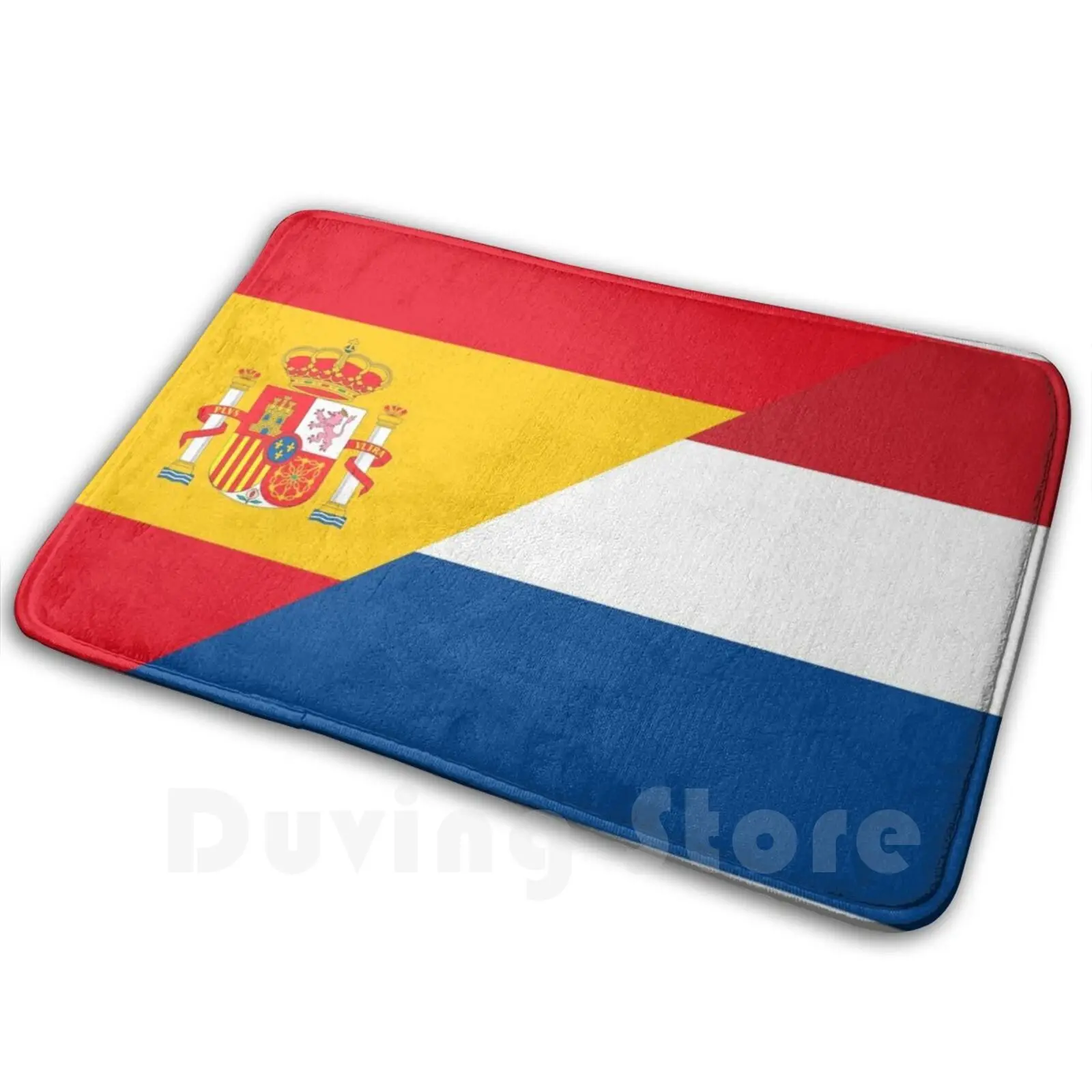 Half Dutch Half Spanish Mat Rug Carpet Anti-Slip Floor Mats Bedroom Spain Holland Netherlands Spanish Es Dutch Flag Espa ? Ol Ha