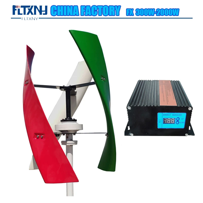 FLTXNY Home 600w 800w 1000w Free Energy Vertical Axis Permanent Maglev Wind Turbine  12v 24v 48v With MPPT Controller Regulator