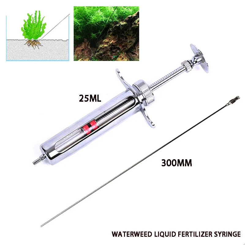 Fish tank plant liquid fertilizer syringe is used to add aquatic plant liquid fertilizer to remove planarian fish from feeding