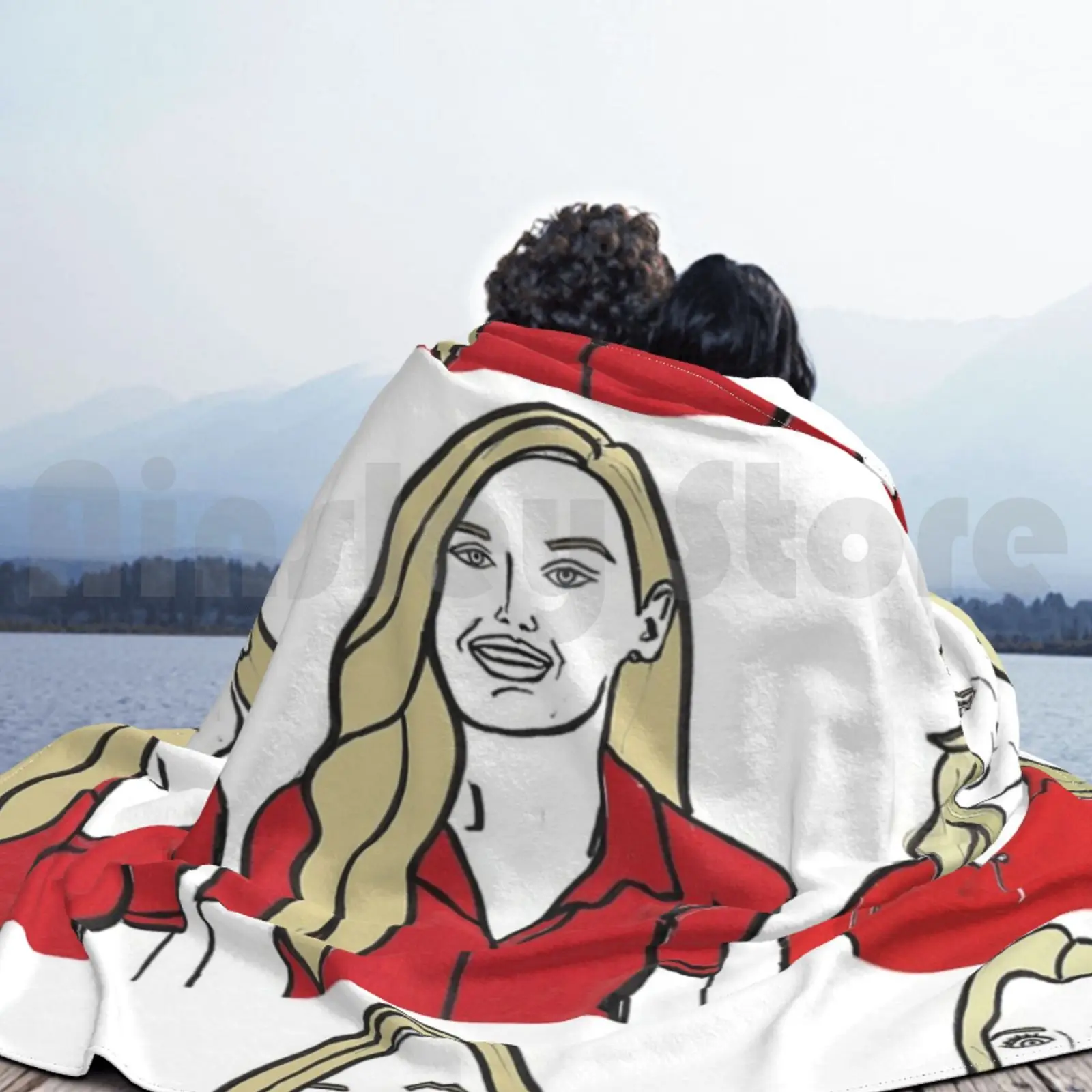 يونيو يونيو هانا بطانية أزياء مخصصة Katsillustration قلم حبر نمط الكولاج أدناه سطح البحر الأبيض المتوسط