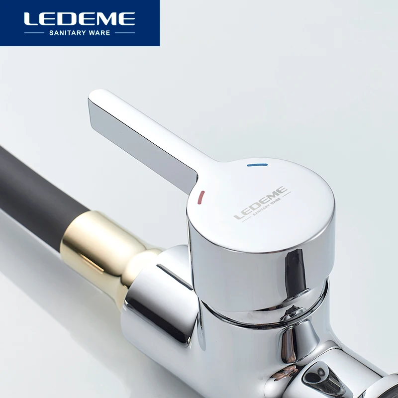 LEDEME النحاس المطبخ الحنفيات الساخن والبارد و صنابير مياه الكروم حوض بالوعة مربع الحنفية خلاطات صنبور المطبخ L4898