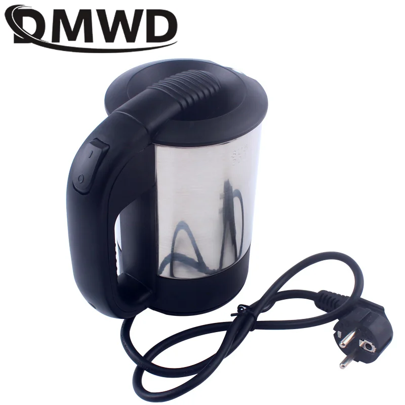 DMWD 110V-220V Dual Voltage Travel Electric Heating Kettle MINI Teapot Cup Water Heater Portable Stainless Steel Tea Pot Boiler