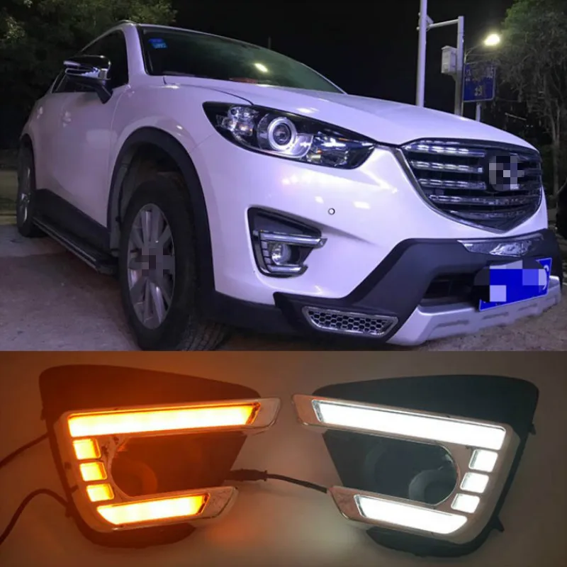 

Turn Signal style Relay 12V CAR LED DRL daytime running light with fog lamp hole for MAZDA cx-5 cx5 cx 5 2012-2016