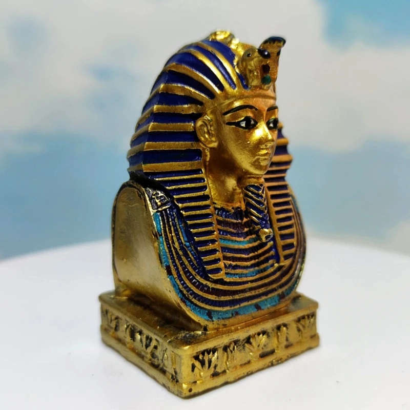 Vintage Egyptian Ancient Cleopatra Pharaoh Coffin Resin Figurine Retro Statue for Home Yoga Room Aquarium Decoration D10 21