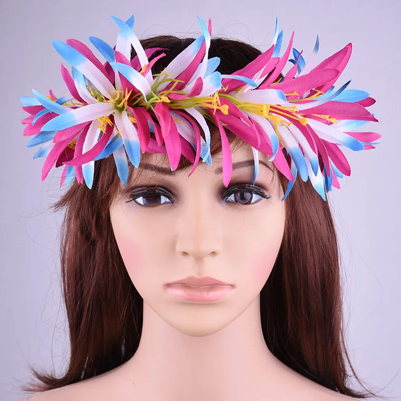 Free Shipping HL0004B-2 25 Pcs/lot 5 Color 50Cm Artificial Velvet Spider Lily Headband Tropical Hawaii Floral Headwear Wholesale