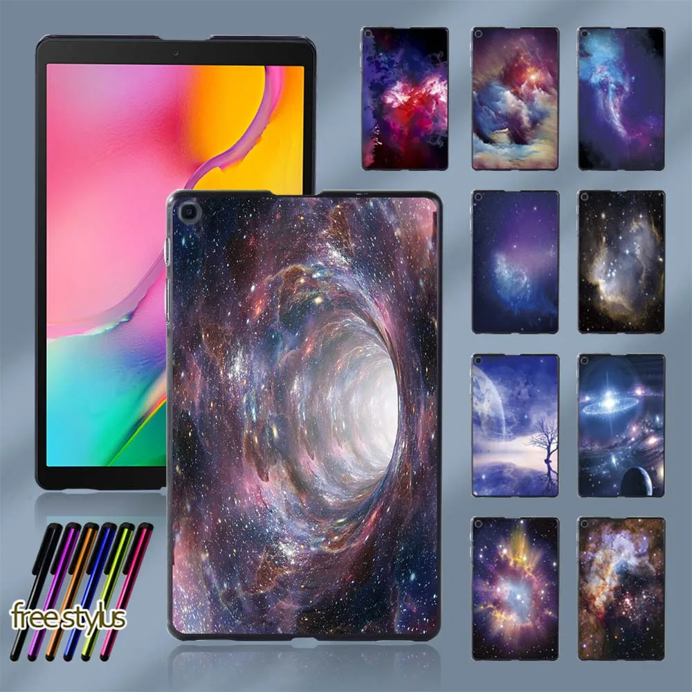 Space Pattern New Cover for Samsung Galaxy Tab A 8.0 (2019) T290 T295 Plastic Durable Slim Tablet Shell Case + Free Stylus