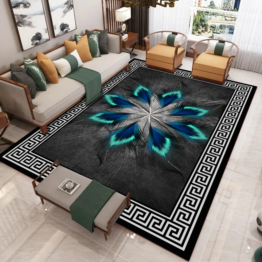 RULDGEE Modern New Chinese Style 3D Printed Carpet Living Room Sofa Coffee Table Light Luxury Blanket Home Bedroom Full Bed Mat