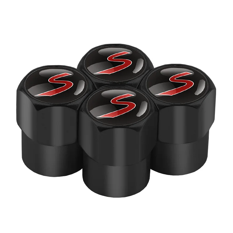 4pcs Car-Styling S Emblem Badge Wheel Tire Valve Stem Caps for Mini BMW Cooper R50 R52 R53 R56 R57 R58 R60 Auto Tyre Accessories