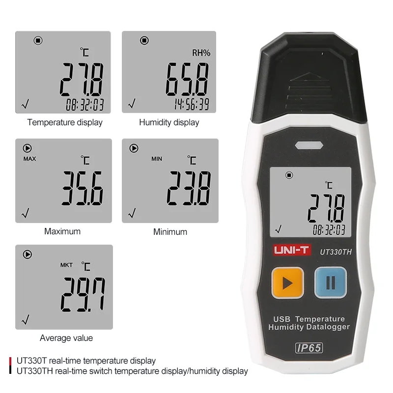 UNI-T Humidity Temperature Recorder UT330T UT330TH USB Data Logger Humidity Sensor Food Thermometer High Precision