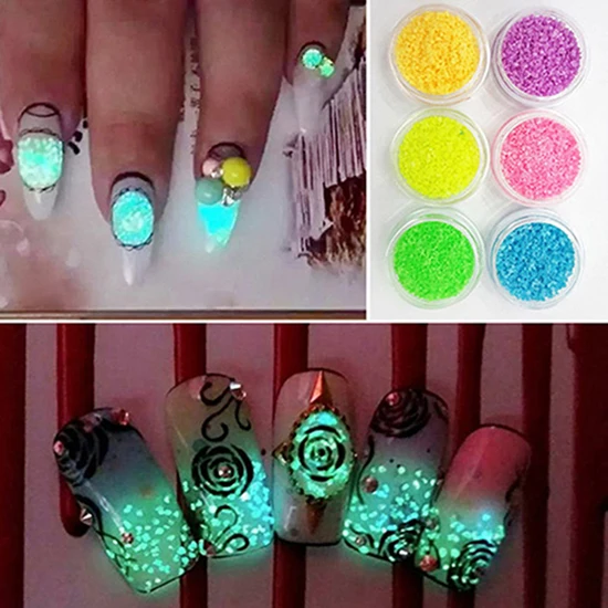 1Pc Glitter Luminous Nail Art เคล็ดลับสติกเกอร์ตกแต่ง DIY Acrylic Manicure เครื่องมือความงามอุปกรณ์เล็บ Glitter เล็บ DIY decor