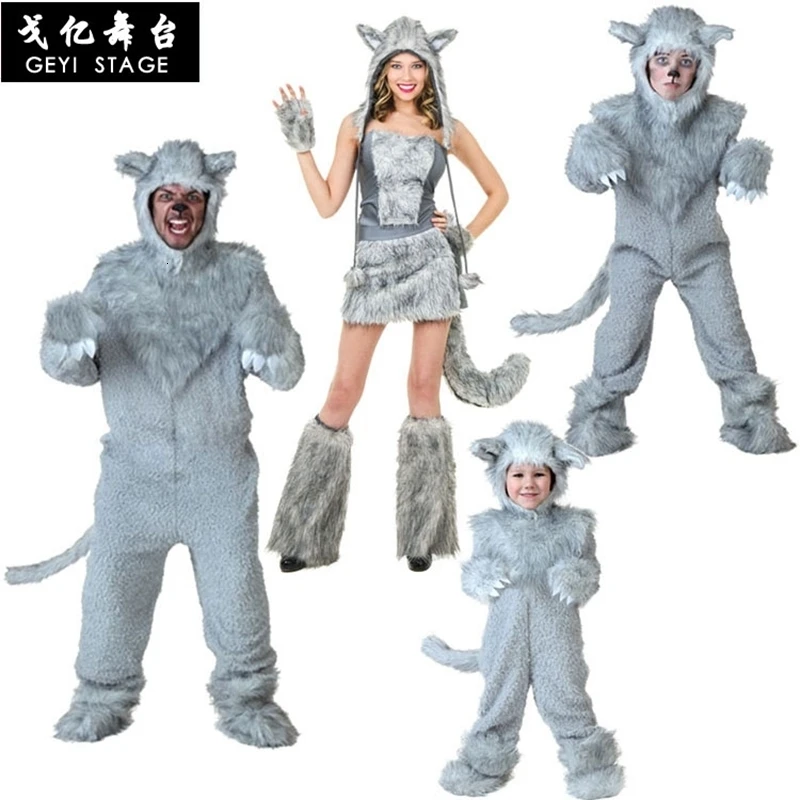 Wolf wood anime kigurumi onesies for grown women warm winter animal flanella cosplay costume girls festival loose party together