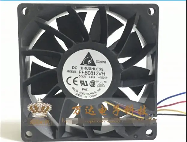 Delta Electronics FFB0812VH 7D31R DC 12V 0.42A 80x80x25mm 4-Wire Server Cooling Fan