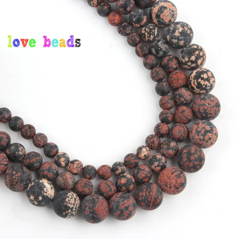 6/8/10/12mm Natural Matte Red Snowflake Obsidian Beads Loose Round Stone Beads for Jewelry Bracelet Making DIY Accessories 15\'\'