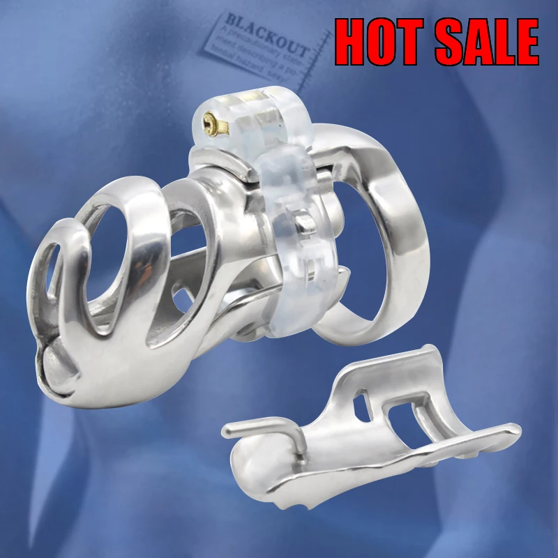 BLACKOUT  New The 316L Stainless Steel Male Standard Cage Chastity Devices Penis Ring Belt Adult Sex Toys A359-2