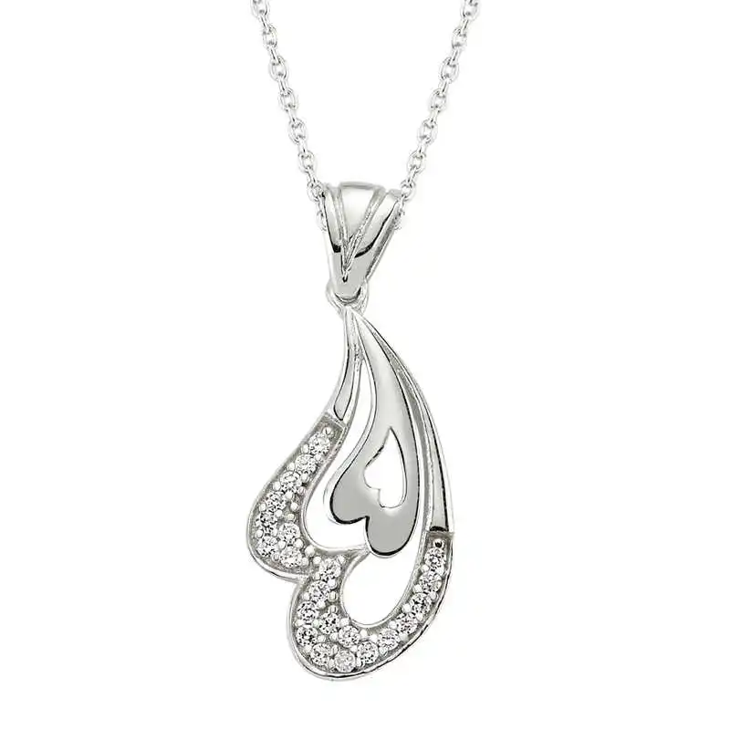 Sterling silver Heart Women Necklace 925 Sterling Women Fine Jewelry Wedding Party Birthday Gift - Box -for Stone - Pendant - Chain Choker - Female - Ladies - Fashion