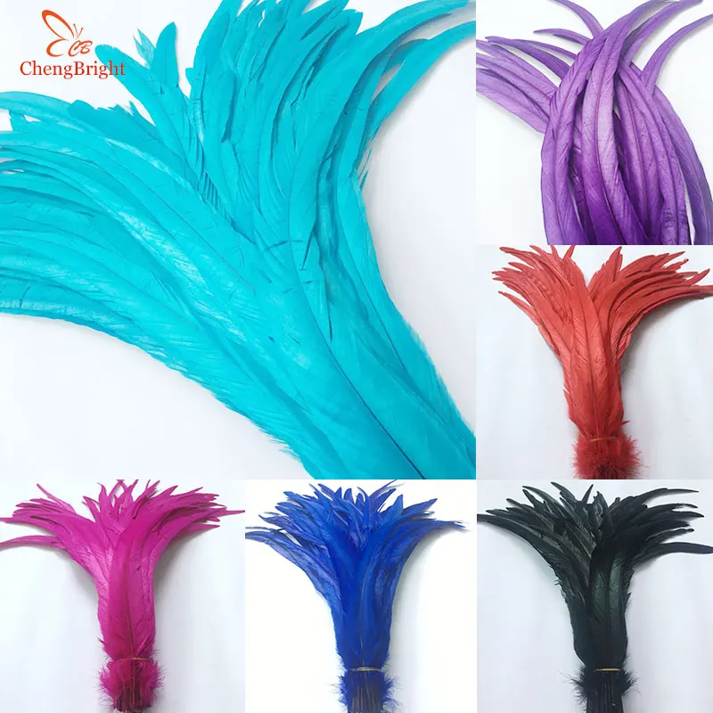 Beatiful 50pcs Natural Cock Tail Feathers 25-40cm / 10-16inch Clothing Decoration Stage Performance Rooster Tail Feathers Plume