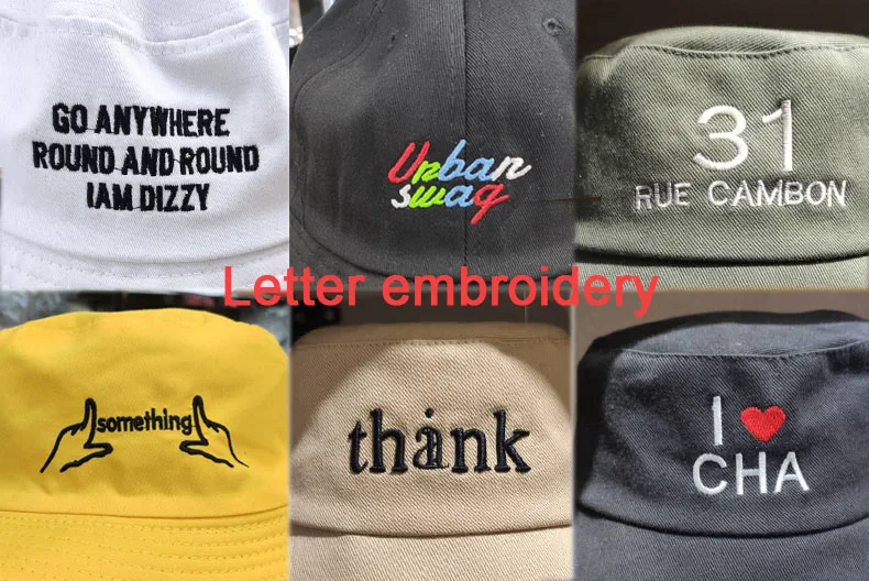 Individuelles Logo Stickerei Eimer Hut Unisex Bob Caps Hip Hop Gorros Männer Frauen Sommer Panama Kappe Strand Sonne Angeln Boonie hut – Detail 1