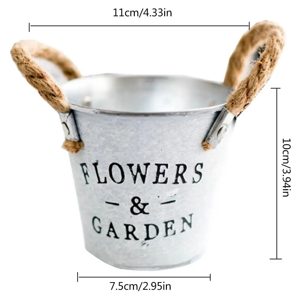 Flower Bucket Vintage Corrosion Resistant Metal Iron Grass Pot Planter Metal Iron Grass Pot Planter for Artificial Plant