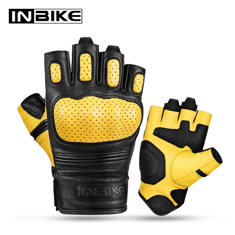 Inbike Men Women Half Finger Moto Gloves Anti-slip Breathable Summer Shockproof Cycling Gloves Wearable Cycling Equipment CM206