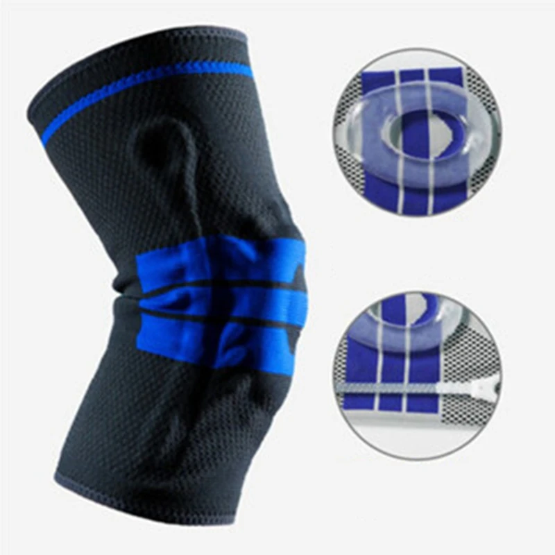 1 Pcs Siliconen Gewatteerde Knie Pads Ondersteunt Brace Basketbal Fitness Meniscus Patella Bescherming Kniebeschermers Sport Veiligheid Knee Mouw