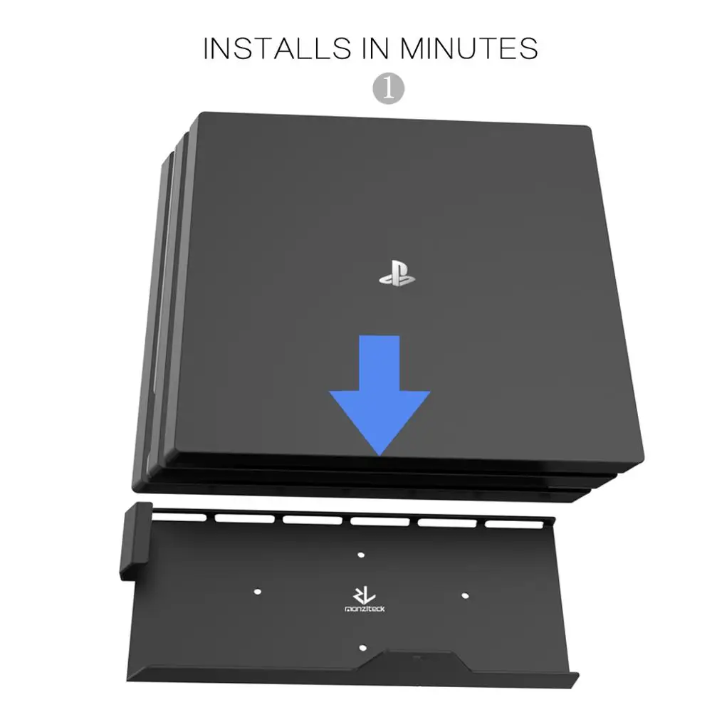 Monzlteck Wall Mount For PS4 Pro,Near or Behind TV, Space Saving,Easy to Install