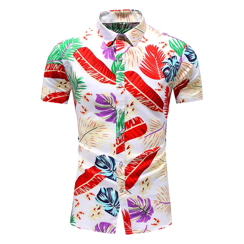 

Plus Size Shirt Men Summer New Fashion Printed Short Sleeve Shirts Mens Casual Flower Beach Hawaiian Holiday Tops Nightclub 7XL