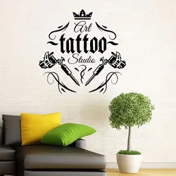 Art Tattoo Studio Sign Wall Sticker Vinyl Interior Decor Window Decals Tattoo Salon Shop Logo Wall Poster Removable Mural 4721