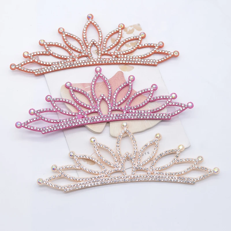 6Pcs 138*50mm Padded Crown Rhinestone Patches for DIY Clothes Hat Shoes Crafts Decor Applique Headwear Bow Jewelry Accessories