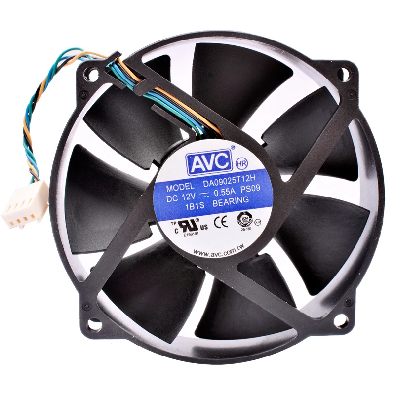 DA09025T12H hole pitch 71.5mm 8cm 9cm 92mm fan DC12V 0.55A ball bearing 4 lines pwm suitable for CPU cooler replacement fan